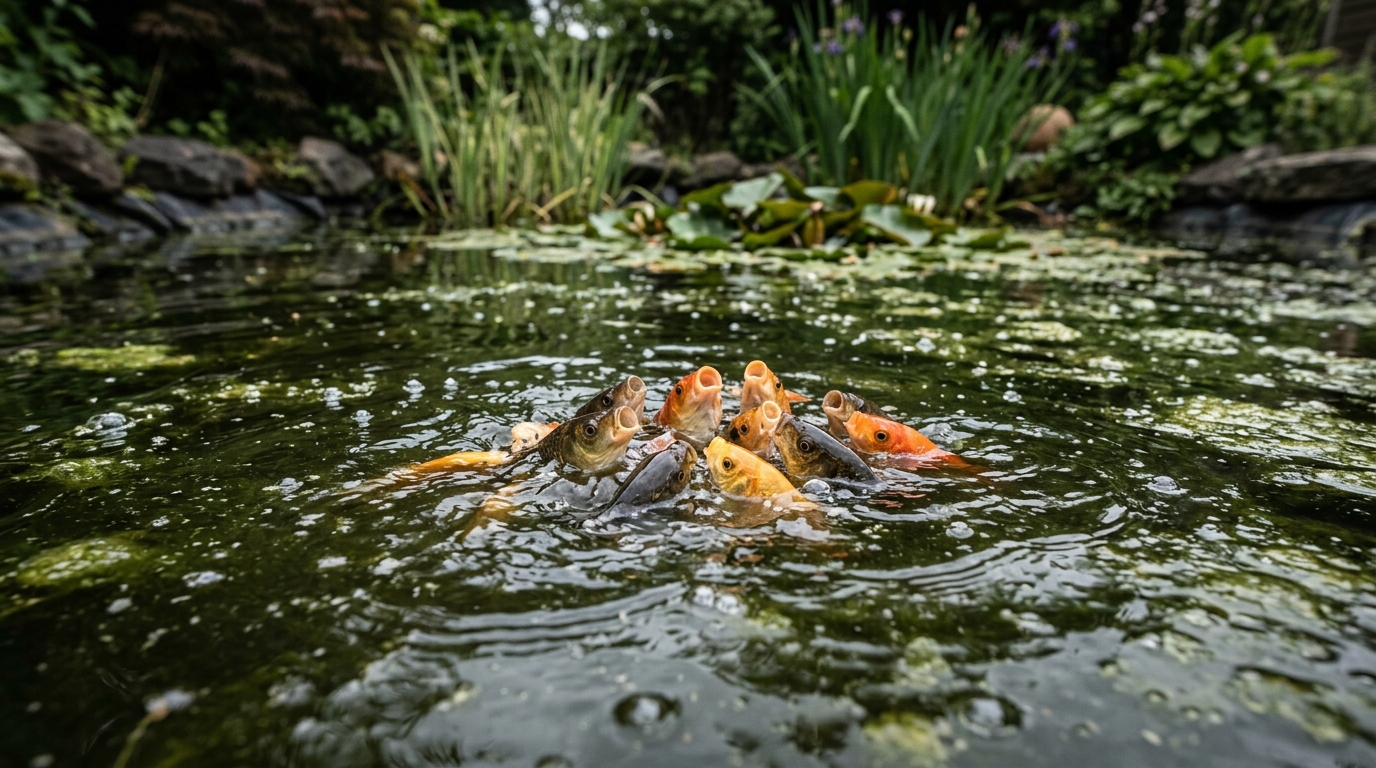 Sauerstoffmangel im Teich: Fische schnappen nach Luft — was du jetzt tun musst